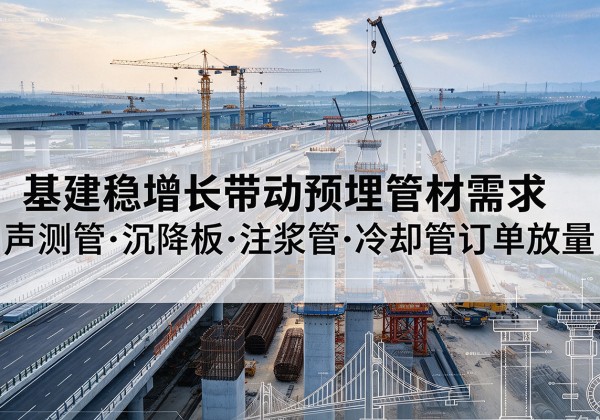 涟水基建稳增长带动预埋监测管材需求，声测管、沉降板、注浆管订单持续放量